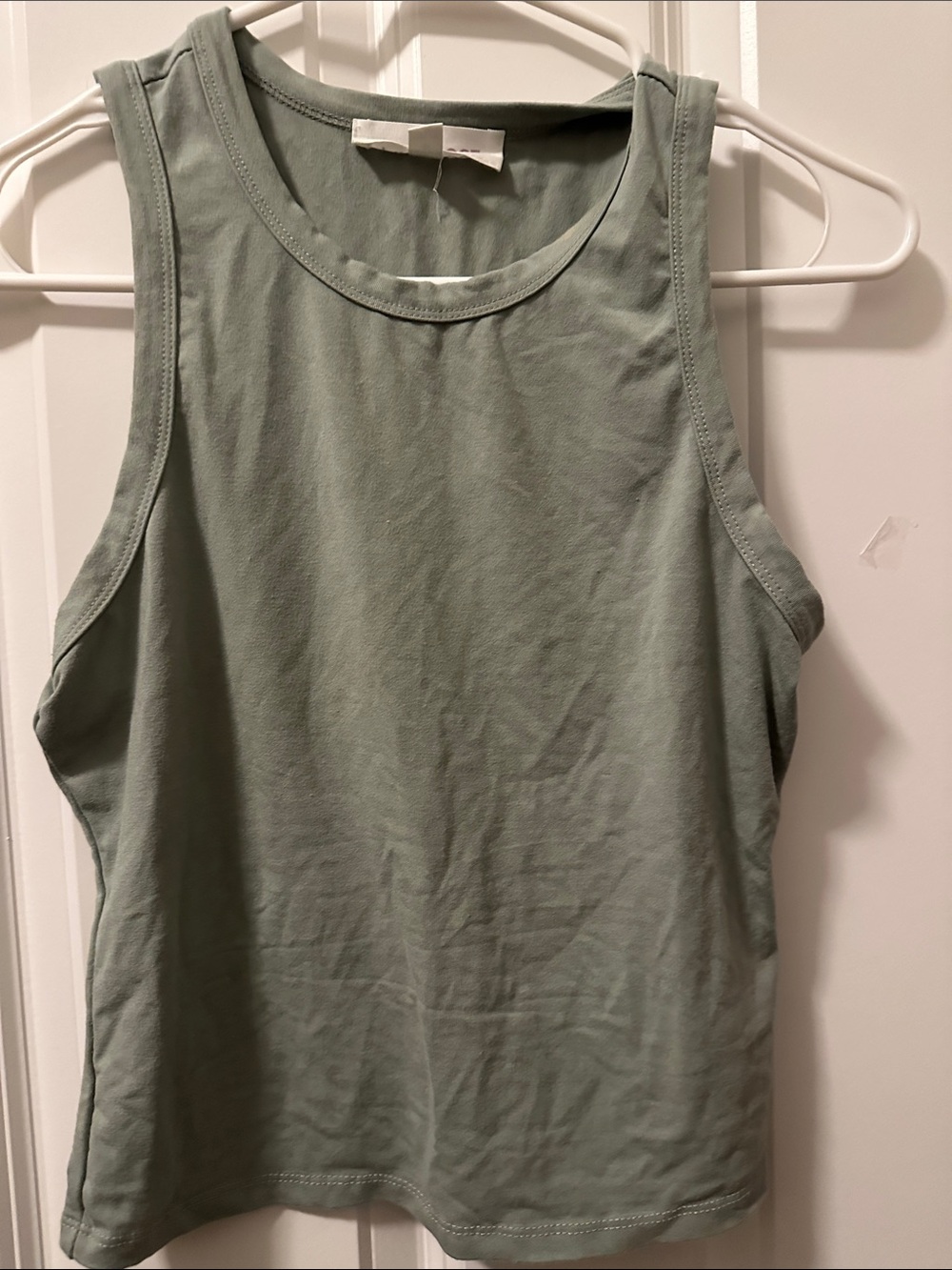 Pink Rose Sage Green Ribbed Tank Top